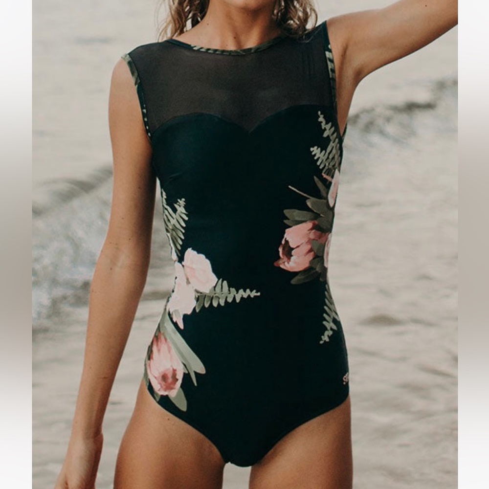 Albion Black Floral One Piece Swimsuit
